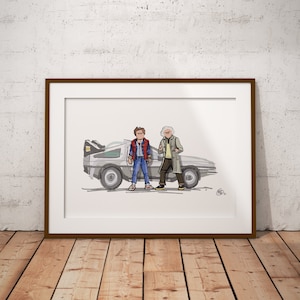 Back to the Future Art Print: Marty McFly & Doc Brown Illustration