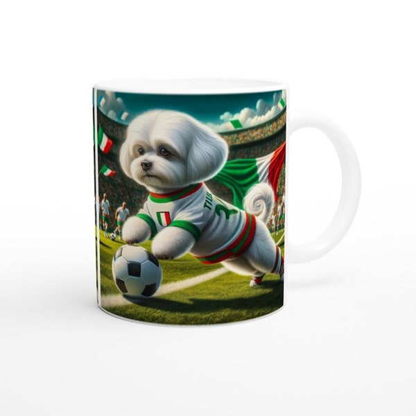 Malteser Fußball Tasse Italien, Weißer 11oz Keramik Becher, EM 2024