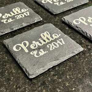 Custom Slate Coasters | Personalized Coasters | Wedding Gift | Engagement Gift | New Home Gift | Bridal Shower Gift | Engraved Gifts