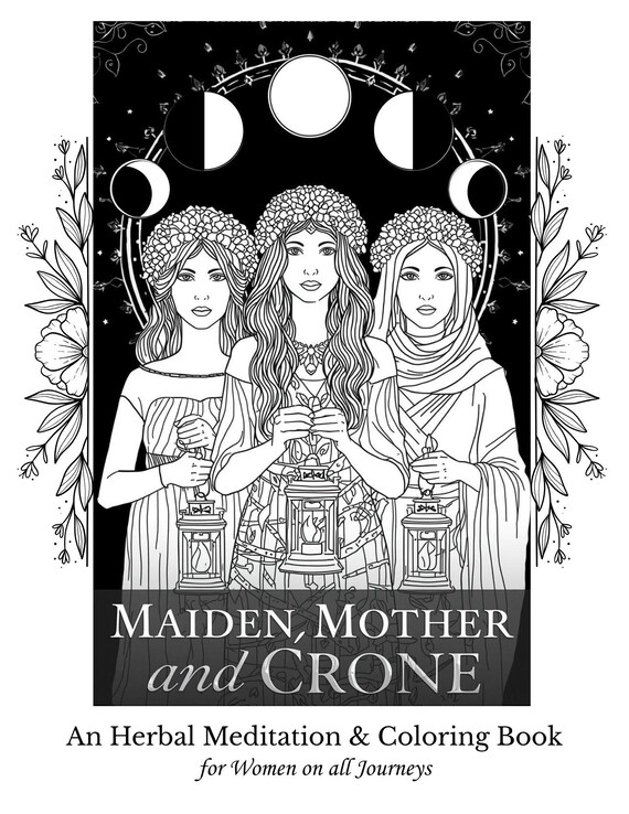 Herbal Meditation Coloring Book for Women | Witchy Coloring Book | Green Witch | Book of Shadows Art