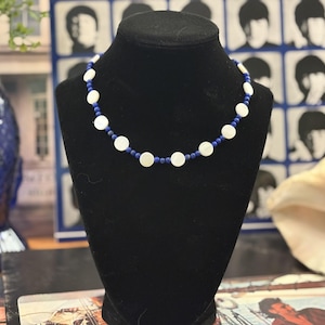 Shell & Howlite Necklace- White and Blue