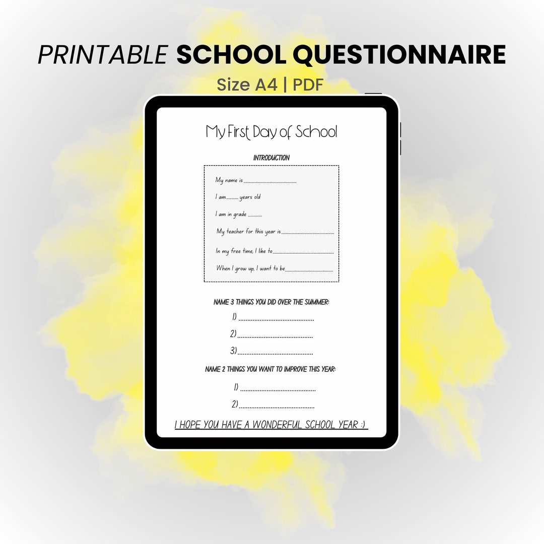 Back to School Questionnaire Printable Icebreaker Paper - Etsy