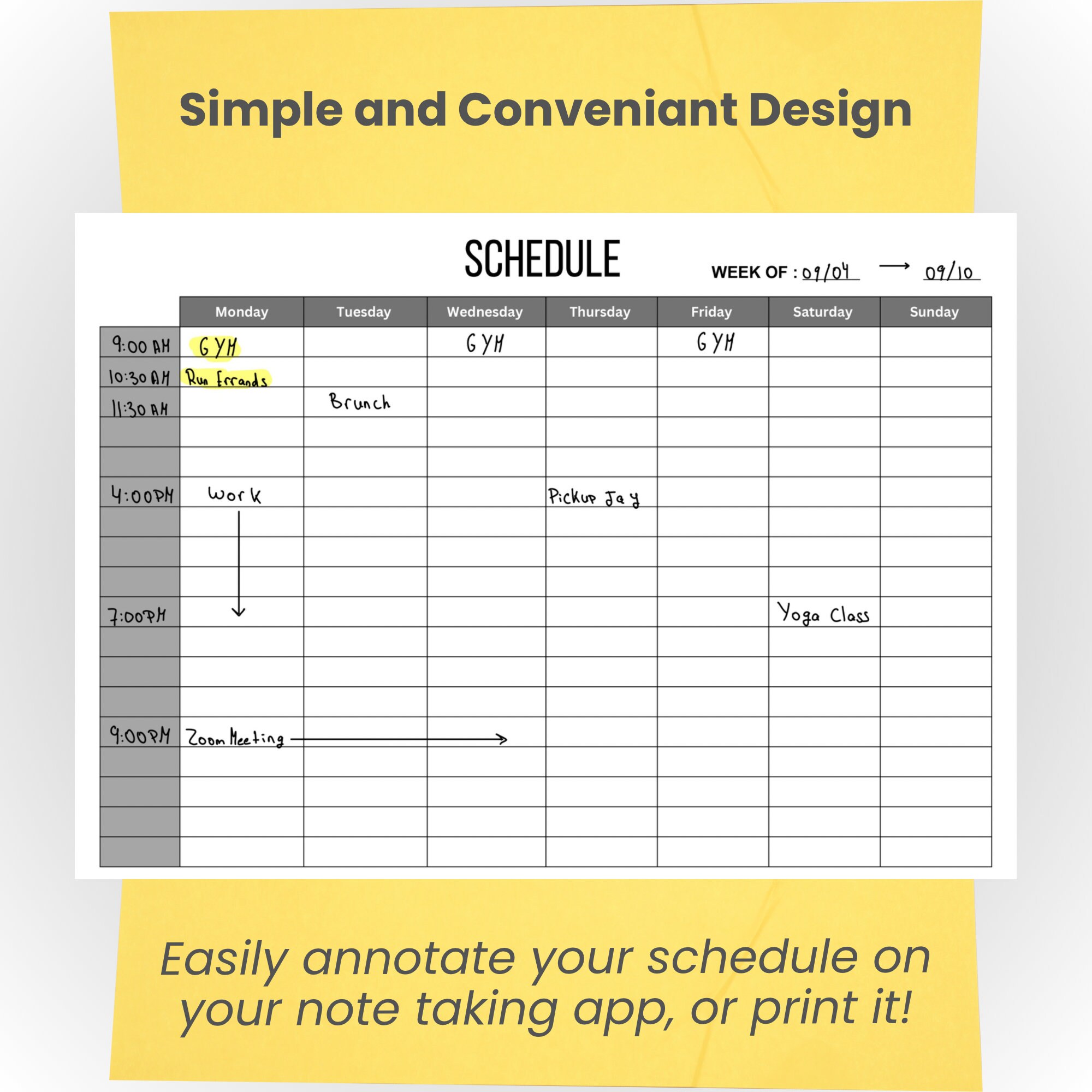 Weekly Schedule Printable Hourly Planner Undated Task Etsy