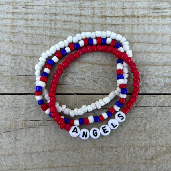 Los Angeles Angels Bracelet | Baseball Bracelet | Angels Baseball | Sports Team Bracelet | Beaded Bracelet | Custom Team Bracelet