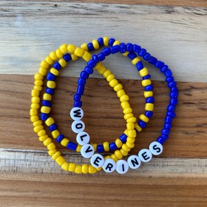 Michigan Football Bracelet | Football Bracelet | Wolverines Football | Sports Team Bracelet | Beaded Bracelet | University of Michigan