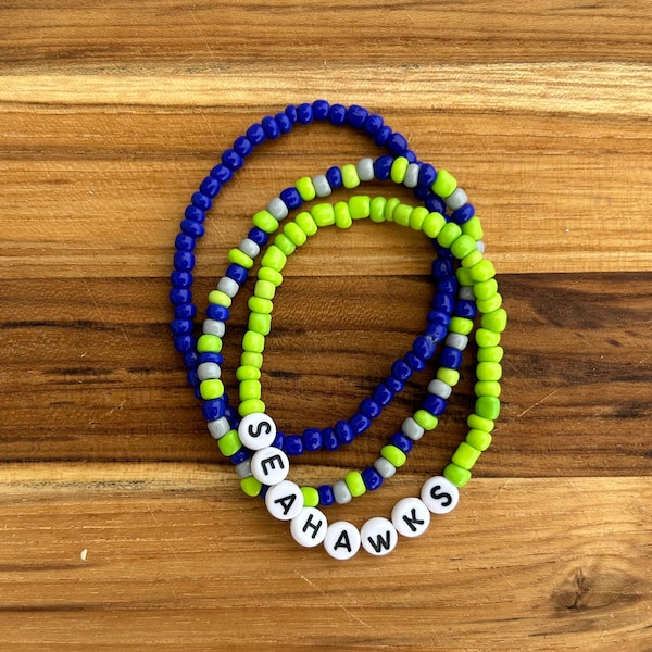 Seattle Seahawks Bracelet | Football Bracelet | Seahawks Football | Sports Team Bracelet | Beaded Bracelet | Custom Team Bracelet