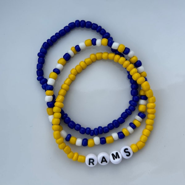 Los Angeles Rams Bracelet | Football Bracelet | Rams Football | Sports Team Bracelet | Beaded Bracelet | Custom Team Bracelet