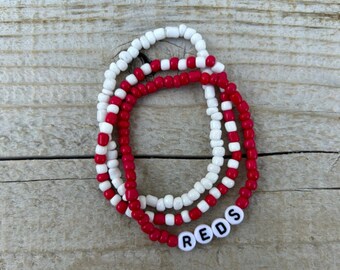 Cincinnati Reds Bracelet | Baseball Bracelet | Reds Baseball | Sports Team Bracelet | Beaded Bracelet | Custom Team Bracelet