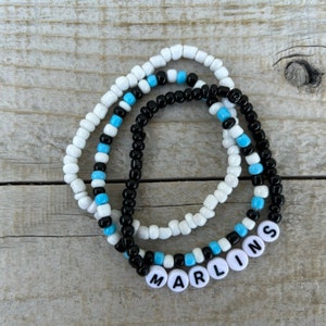 Miami Marlins Bracelet | Baseball Bracelet | Marlins Baseball | Sports Team Bracelet | Beaded Bracelet | Custom Team Bracelet