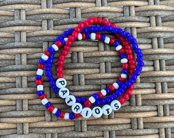 New England Patriots Bracelet | Football Bracelet | Patriots Football | Sports Team Bracelet | Beaded Bracelet | Custom Team Bracelet