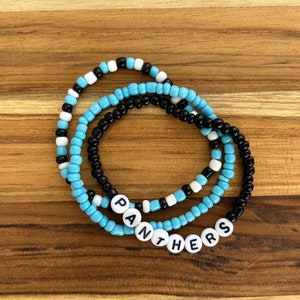 Carolina Panthers Bracelet | Football Bracelet | Panthers Football | Sports Team Bracelet | Beaded Bracelet | Custom Team Bracelet