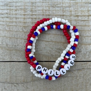 Philadelphia Phillies Bracelet | Baseball Bracelet | Phillies Baseball | Sports Team Bracelet | Beaded Bracelet | Custom Team Bracelet