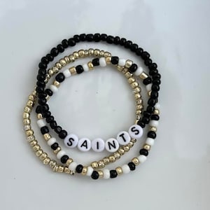 New Orleans Saints Bracelet | Football Bracelet | Saints Football | Sports Team Bracelet | Beaded Bracelet | Custom Team Bracelet