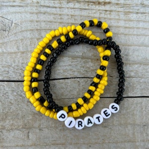 Pittsburgh Pirates Bracelet | Baseball Bracelet | Pirates Baseball | Sports Team Bracelet | Beaded Bracelet | Custom Team Bracelet