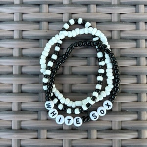 Chicago White Sox Bracelet | Baseball Bracelet | White Sox Baseball | Sports Team Bracelet | Beaded Bracelet | Custom Team Bracelet