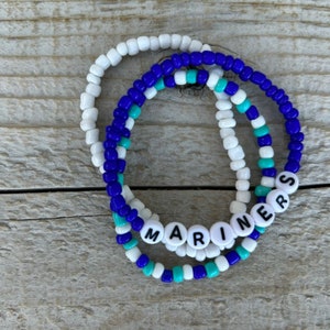 Seattle Mariners Bracelet | Baseball Bracelet | Mariners Baseball | Sports Team Bracelet | Beaded Bracelet | Custom Team Bracelet