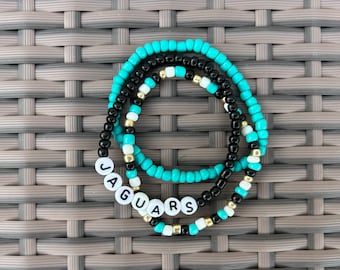 Jacksonville Jaguars Bracelet | Football Bracelet | Jaguars Football | Sports Team Bracelet | Beaded Bracelet | Custom Team Bracelet