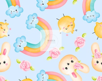 Bunnies and Rainbows Wonderfold/Joymor/Rainbow Baby Canopy and/or Seat Cover