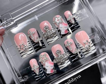 DUCK KITTY BLING / press on nails duckies