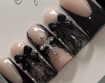 DUCK LACE COQUETTE / press on nails duck