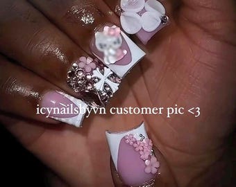 DUCK 3D KITTY JEWEL / press on nails duck