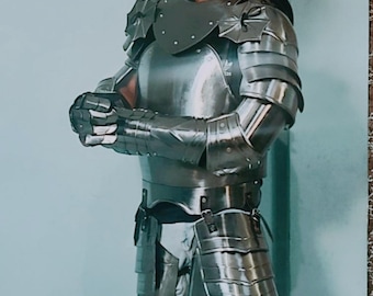 Medieval Knight Bearded Steel Cosplay Armor | Fantasy Warrior Bearded Handmade Armor | Fully Functional Larp/Cosplay Costume
