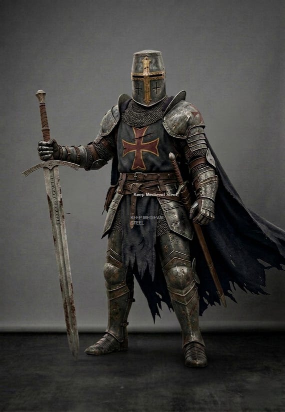 Medieval Templar Dark Soul Cosplay Knight Armor | Evil Dark Crusader Larp Armor | Fully Functional Suit