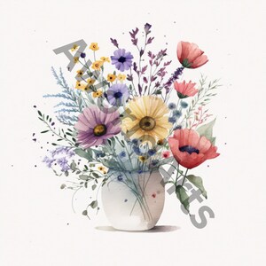 Aquarell Blumen Clipart, Blumen Clipart, Blumen Clipart, Frühling Clipart, Wildblumen Png, Aquarell Blume, Digital PNG