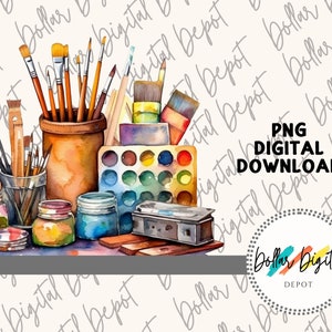 Artista DIGITAL DOWNLOAD PNG, download instantâneo do pintor, sublimação para impressão, presente de clipart de pintura, pincéis e tintas