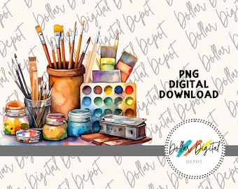 Künstler DIGITAL DOWNLOAD PNG, Maler Sofortiger Download, Printable Sublimation, Malerei Clipart Geschenk, Pinsel & Farbe