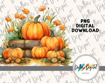 Autumn Harvest Pumpkin Patch DIGITAL DOWNLOAD PNG, Thanksgiving Instant Download, Printable Sublimation, Fall Clipart Gift, Halloween Art