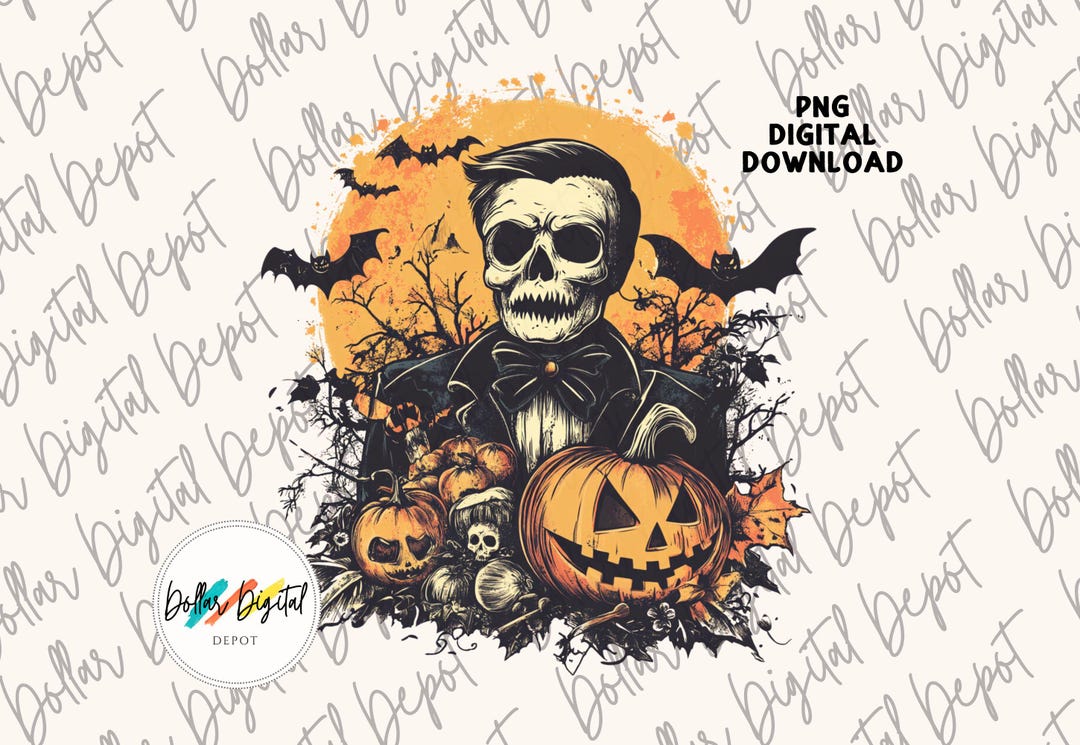 Vintage Style Halloween Skeleton Jack O Lantern DIGITAL DOWNLOAD PNG ...