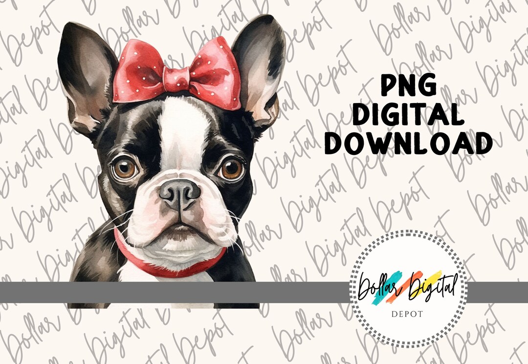 Boston Terrier DIGITAL DOWNLOAD PNG, Puppy Instant Download, Printable ...