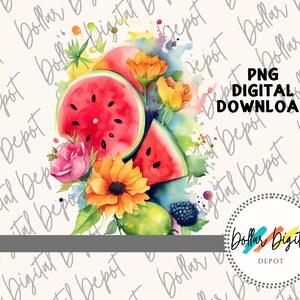 Colorful Tropical Fruit DIGITAL DOWNLOAD PNG, Watermelon Instant Download, Fruit Printable Sublimation, Tropical Food Clipart Gift