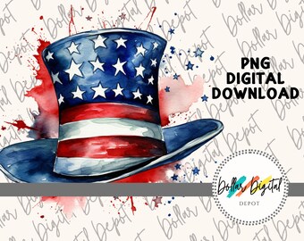 Patriotic American Hat DIGITAL DOWNLOAD PNG, 4th of July Holiday Instant Download Printable Art Sublimation, Clipart Gift, America Hat