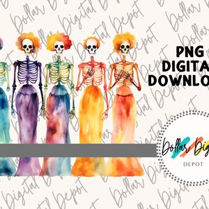 Halloween Skelette DIGITAL DOWNLOAD PNG, Urlaub Sofort-Download, druckbare Kunst Sublimation, Clipart Geschenk, Tag der Toten Skelette
