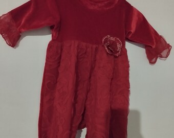 Sweet baby Jess Red vintage one piece 9 mo's baby romper jumper Christmas