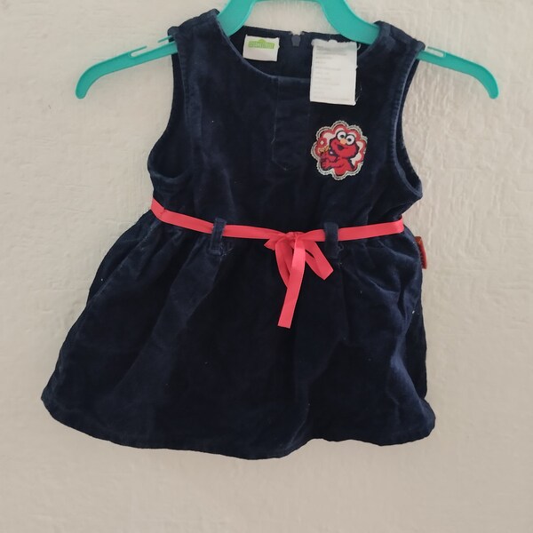 Navy blue and red ribbon Elmo dress. 3-6 months