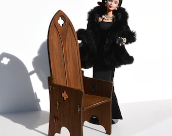 Gothic Tudor Chair - dollhouse miniature kit scale 1/6 (Barbie fashion doll 1:6)