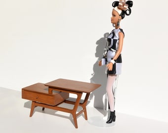 1950's TV Table - dollhouse miniature kit scale 1/6 (Barbie fashion doll 1:6)