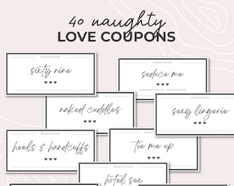 40 Sex Coupons, Naughty Coupon Book, Anniversary Gift for him or her, Sexy Coupons, Valentine's Day gift for Husband or Wife, Editable