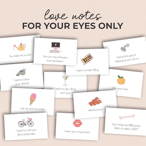 Love Notes - For Your Eyes Only, Naughty Lunchbox Notes, Cheeky Messages for Couple, Printable Naughty Cards, Mini Spicy Note for Him or Her
