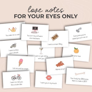 Love Notes - For Your Eyes Only, Naughty Lunchbox Notes, Cheeky Messages for Couple, Printable Naughty Cards, Mini Spicy Note for Him or Her