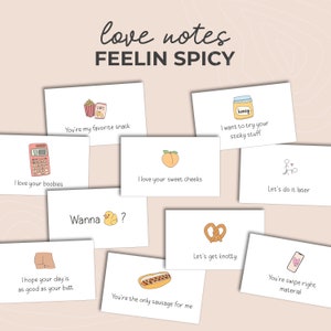 Love Notes - Feelin Spicy, Naughty Lunchbox Notes, Cheeky Messages for Couple, Printable Naughty Cards, Mini Love Notes for Him or Her,