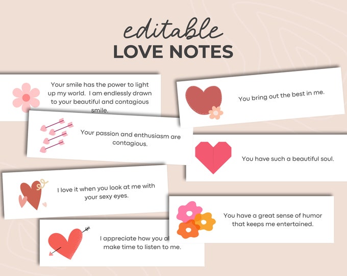 PRINTABLE Love Notes to My Boyfriend Valentines - 365 Messages, Miss