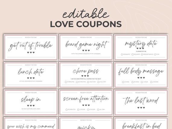 love melanotan coupon 30 Pieces Coupons for Him or Her, Valentines Romantic Love Voucher Funny Stripe Pink Red | Printable