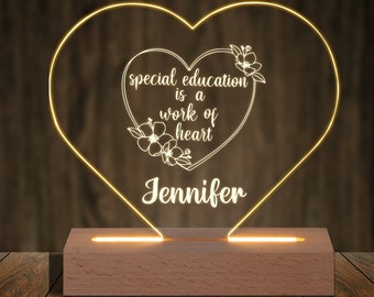 Special Education Teacher Gift Night Light - Custom Name Special Ed Teacher Appreciation Gifts - Back to School Gifts for SPED Teacher