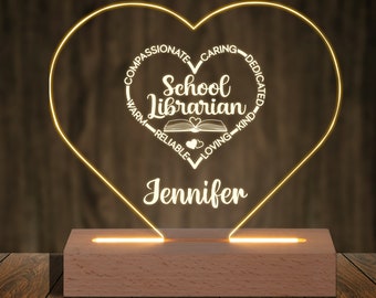 Librarian Gift Personalized Night Light - School Librarian Appreciation Gift - Personalized Librarian Desk Lamp, Gift on Back to School