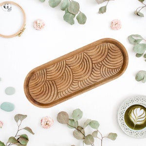 Wooden Bathroom Tray for Soap Bottle, Makeup Items - Durable Waterproof Tray - Modern Bathroom, Kitchen Decor - Perfect Gift on Housewarming