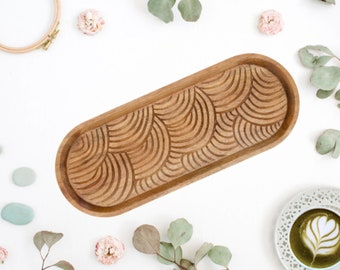 Wooden Bathroom Tray for Soap Bottle, Makeup Items - Durable Waterproof Tray - Modern Bathroom, Kitchen Decor - Perfect Gift on Housewarming